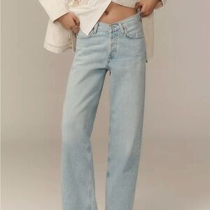 Agolde V-Waist high rise Light Wash Straight Leg baggy Jeans